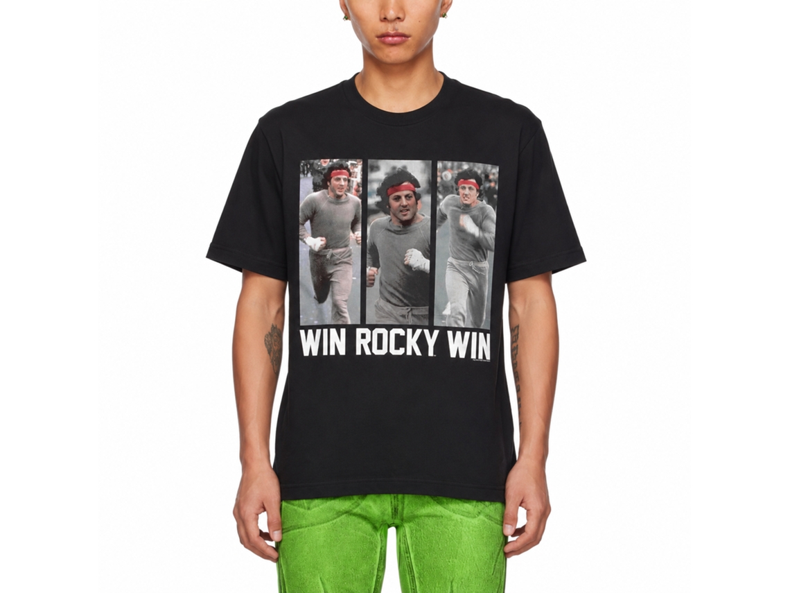 Rockinstone Rocky Movie Run Rocky Run Black Adult T-shirt Size:xxl