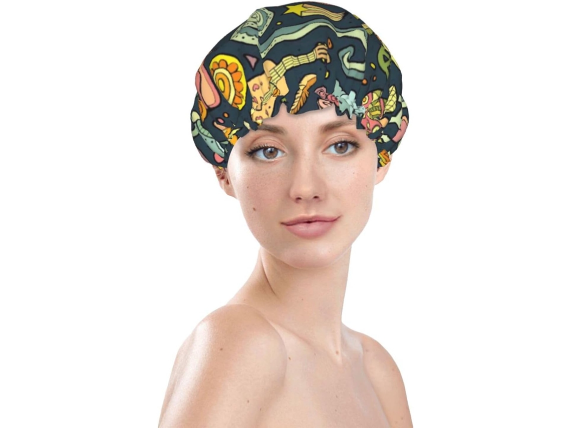 Touca De Banho Feminina, Reutilizável, Impermeável, Dupla Camada, Com Elástico, Ideal Para Cabelos Longos, Touca De