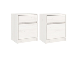 Conjunto de 2 Mesas Pinho Maciço Branco Cabeceira MAISON EXCLUSIVE (40x31x50 cm)