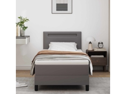 Vidaxl Cama Box Com Fitas Led Cinzeto 90 X 190 Cm Couro Sintético