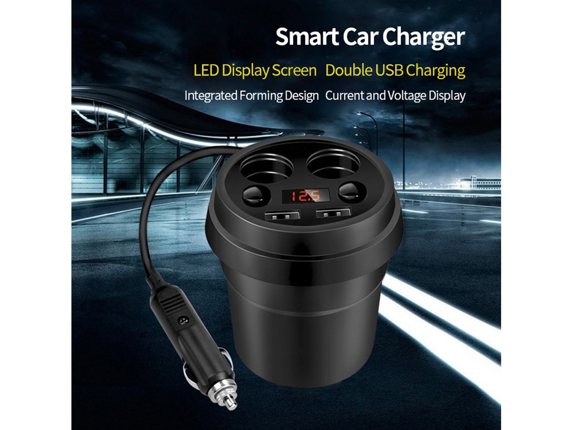 Carregador de Carro EOOCOO, dual USB, display de voltagem | EOOCOO