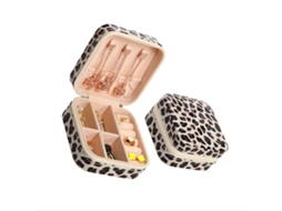 Caixa de Jóias Pu Impressão Leopardo 10x10x5cm Múltiplas Cores AOZORZ