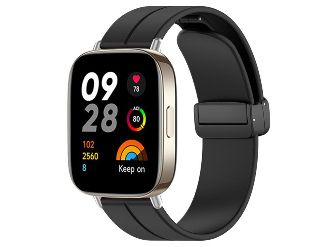 Bracelete para Redmi Watch 3 XIAOMOYU em Silicone Cabeça Chata com Fivela Preta