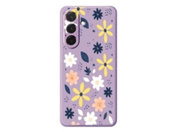 Capa Traseira De Tpu Com Estampa Floral Azul E Borda Reta Para Samsung Galaxy A36 5g, Roxa