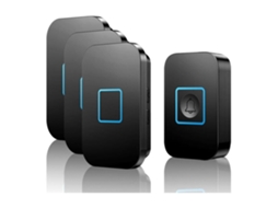 Campainha Sem Fio Preta, Alcance de 300 M, À Prova Dágua Ip55, para Uso Externo, com 3 Receptores Plug In e 60 Melodias. Brilvibera_gsg