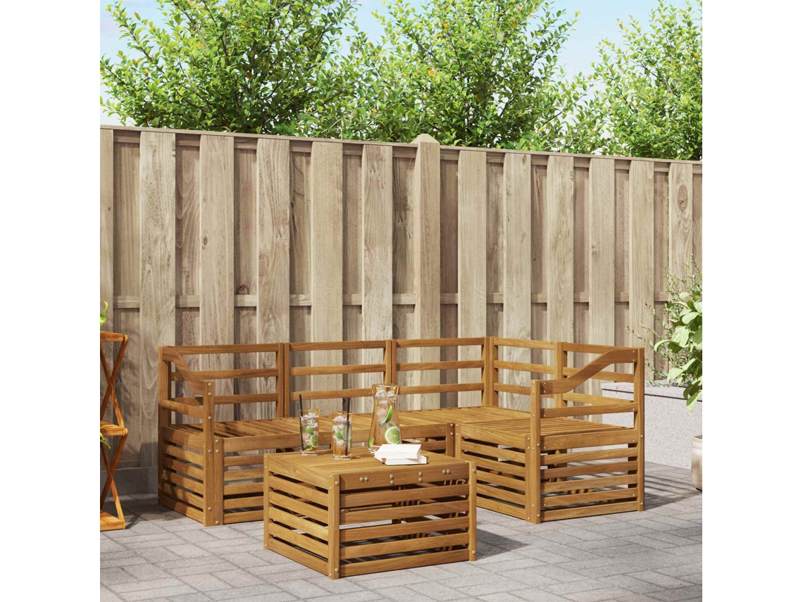 Vidaxl Conjunto De Sofás Para Exterior 5 Unid. Natural Poliéster