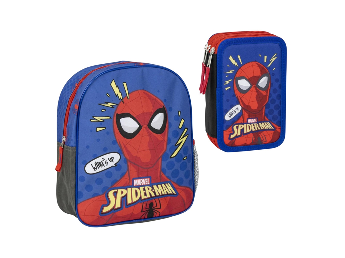 Conjunto Mochila 25x20x29 Cm E Estojo Escolar Spiderman