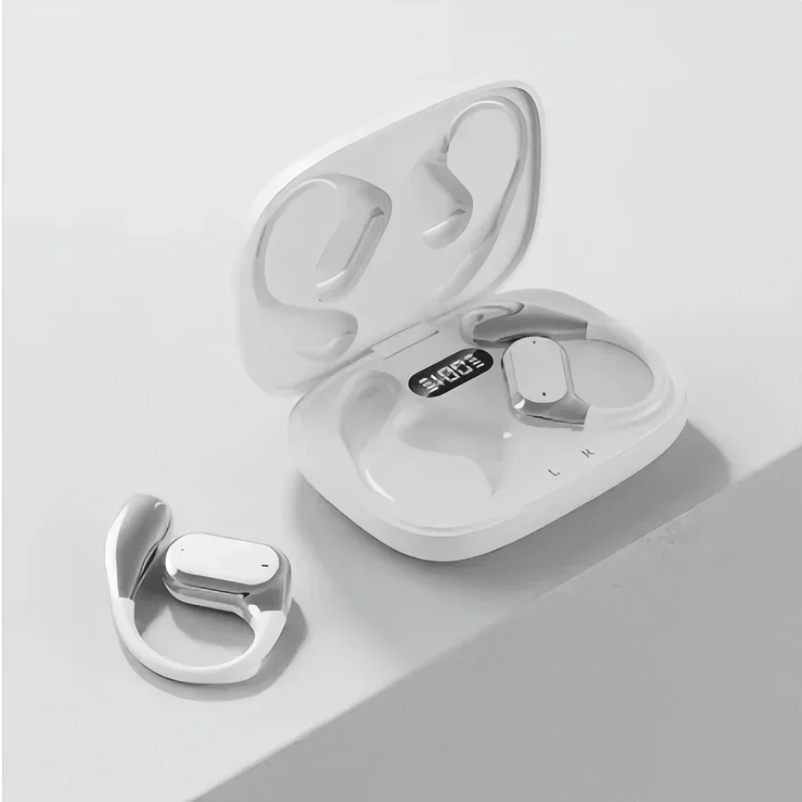 (branco) Fones De Ouvido Esportivos Bluetooth Originais Com Gancho Intra-auricular De Silicone