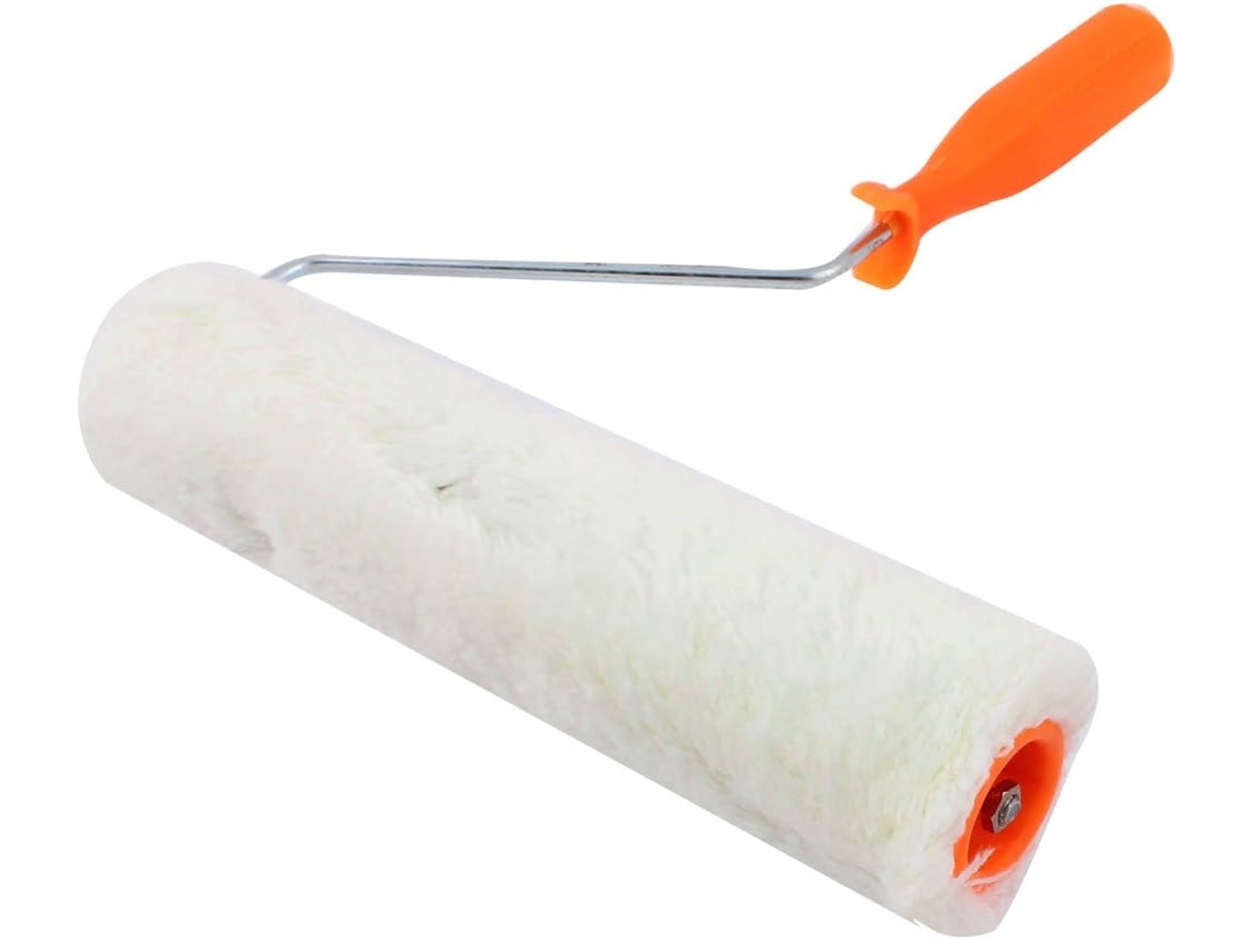 Escova de Rolo para Piso e Parede com Cabo Plástico Capa Pelúcia Branca 10 Polegadas CHABERLU