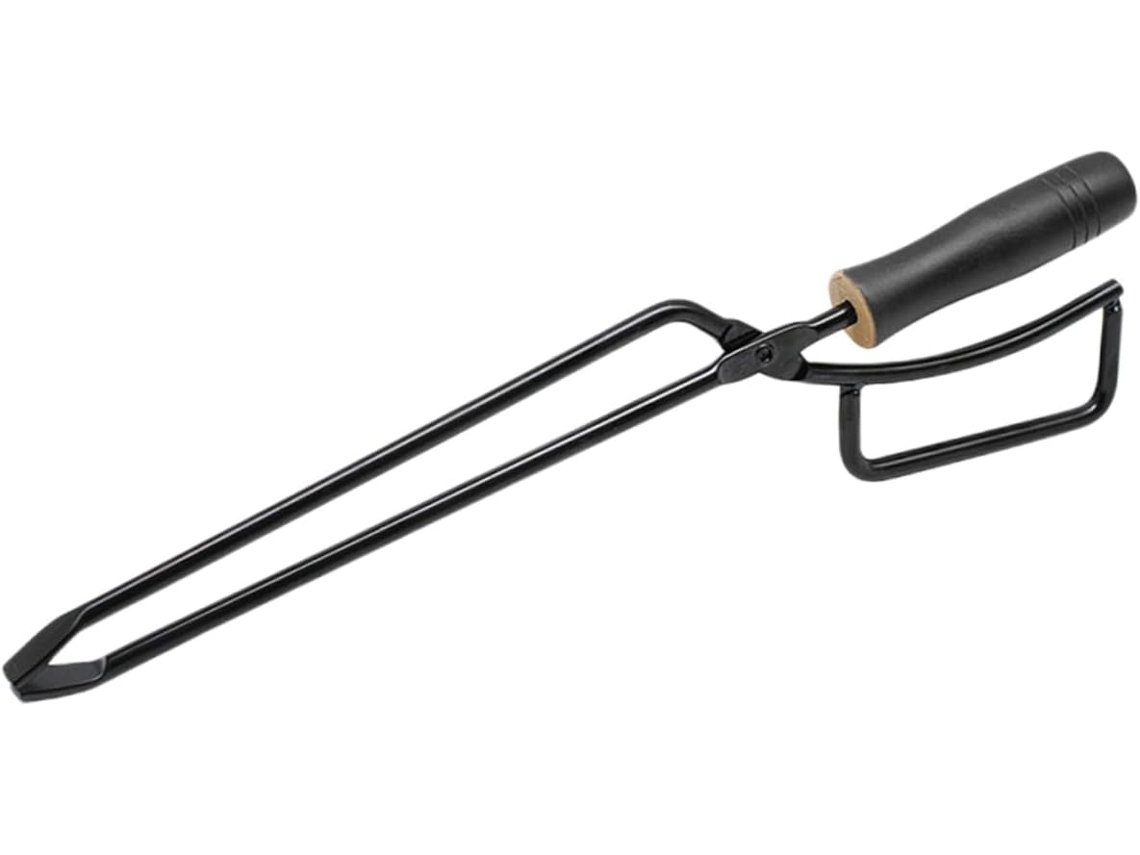 Pinça De Ferro Para Lareira Toyandona Com Cabo Madeira Confortável, Acessório Para Churrasco Ideal Mover Lenha Durante
