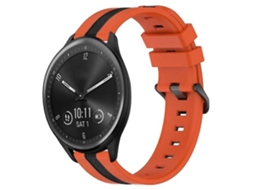 Pulseira De Relógio Lurelia Para Garmin Vivomove Sport 20 Mm Vertical Bicolor Silicone Laranja Preto