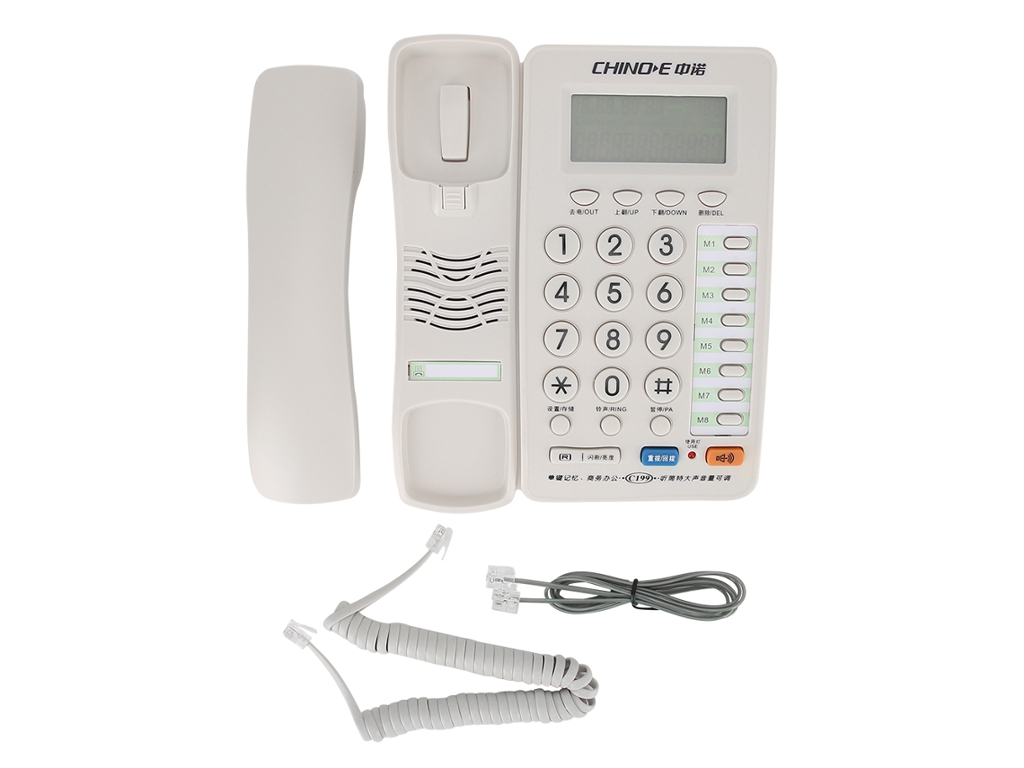Telefone Fixo Com Fio Para Casa E Escritório C199 Com Tela Grande Branco