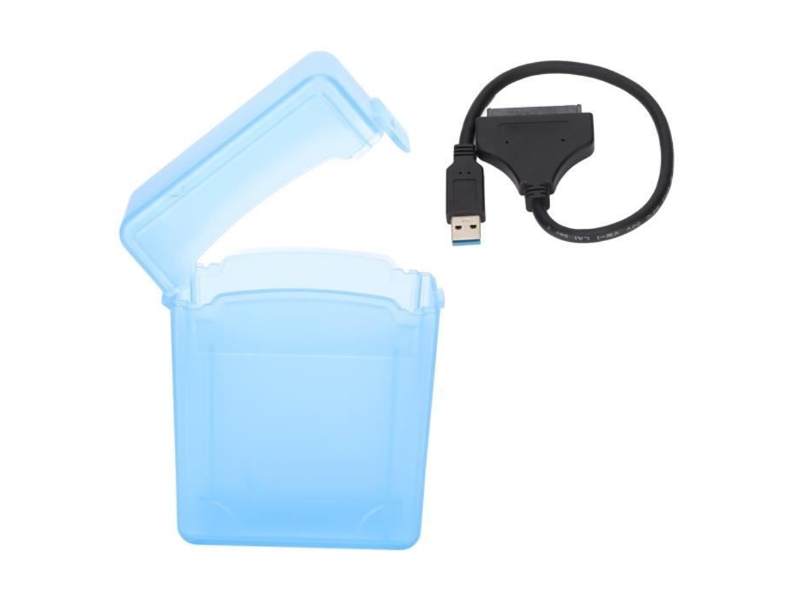 HURRISE Cabo Usb 3.0 Adaptador Sata para Usb 3.0 com Estojo Protetor Indicador Led de Conexão Azul de 2 5 Polegadas Para