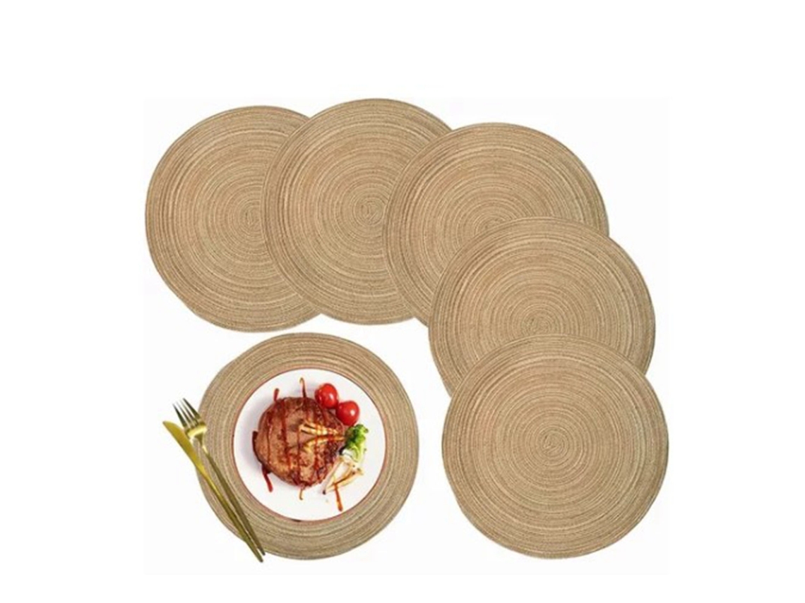 6 toalhas redondas antiderrapantes antigas maduras decorativas tecidos para casa café bege 11,8 polegadas S/MARCA