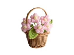 Arranjo de Flores Pequenas em Cesta de Croché LAXISCREED