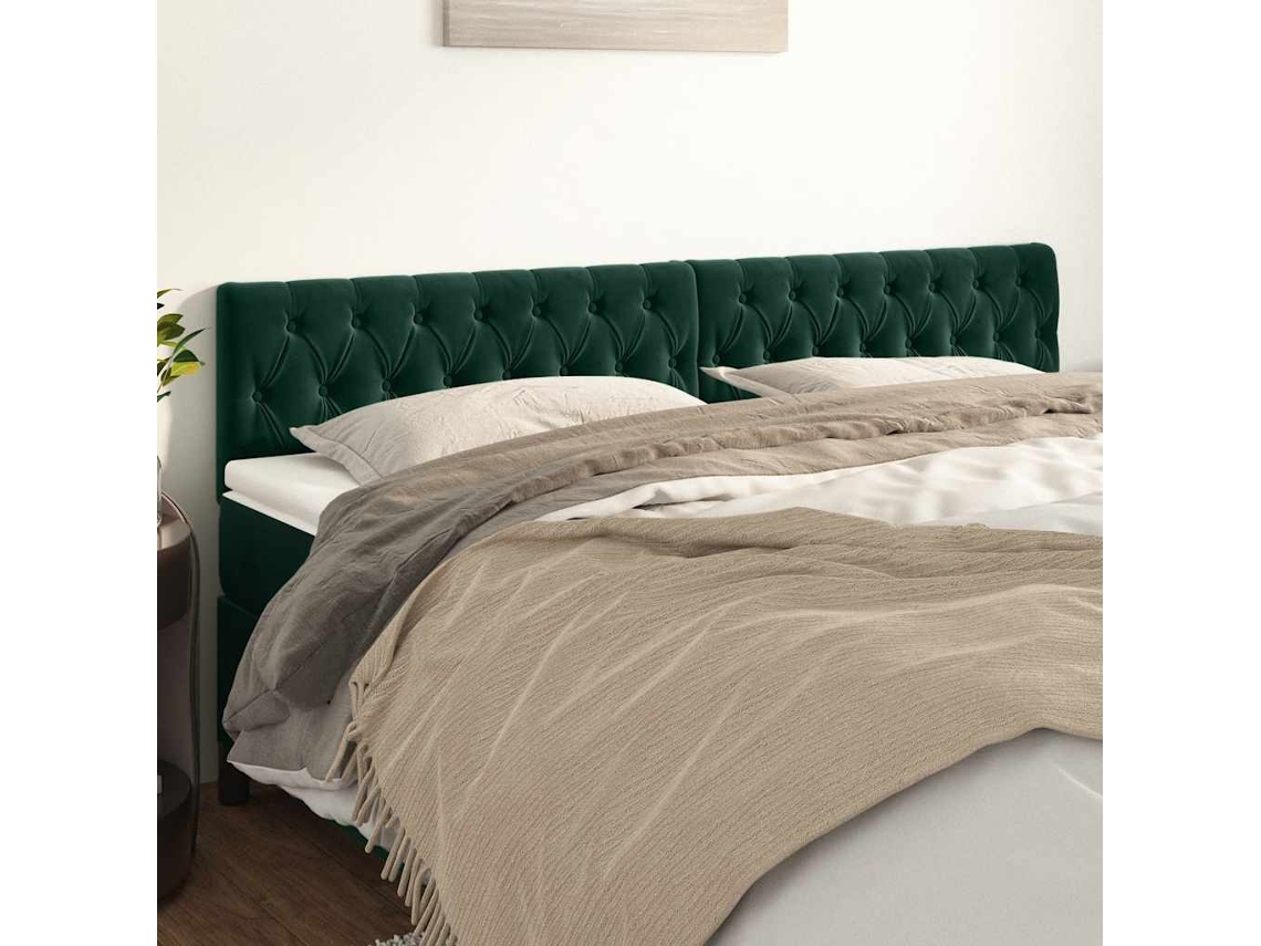 Vidaxl Cabeceiras Verde-escuro 200x7x78/88 Cm Veludo