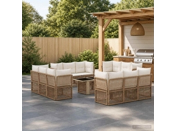 Vidaxl Conjunto De Sofá De Jardim 13 Unid. Bege Vime Pe