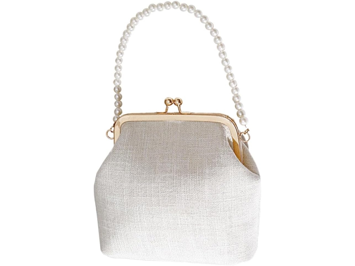 Bolsa de ombro feminina estilo rockabilly, elegante bolsa transversal com detalhes em alça de miçangas.