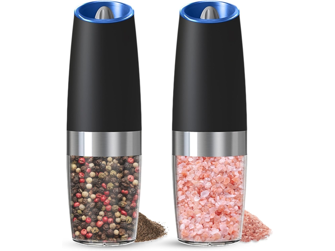 Conjunto De 2 Moinhos De Pimenta Com Alimentação Por Gravidade, Moagem Automática E Grau De Moagem Ajustável