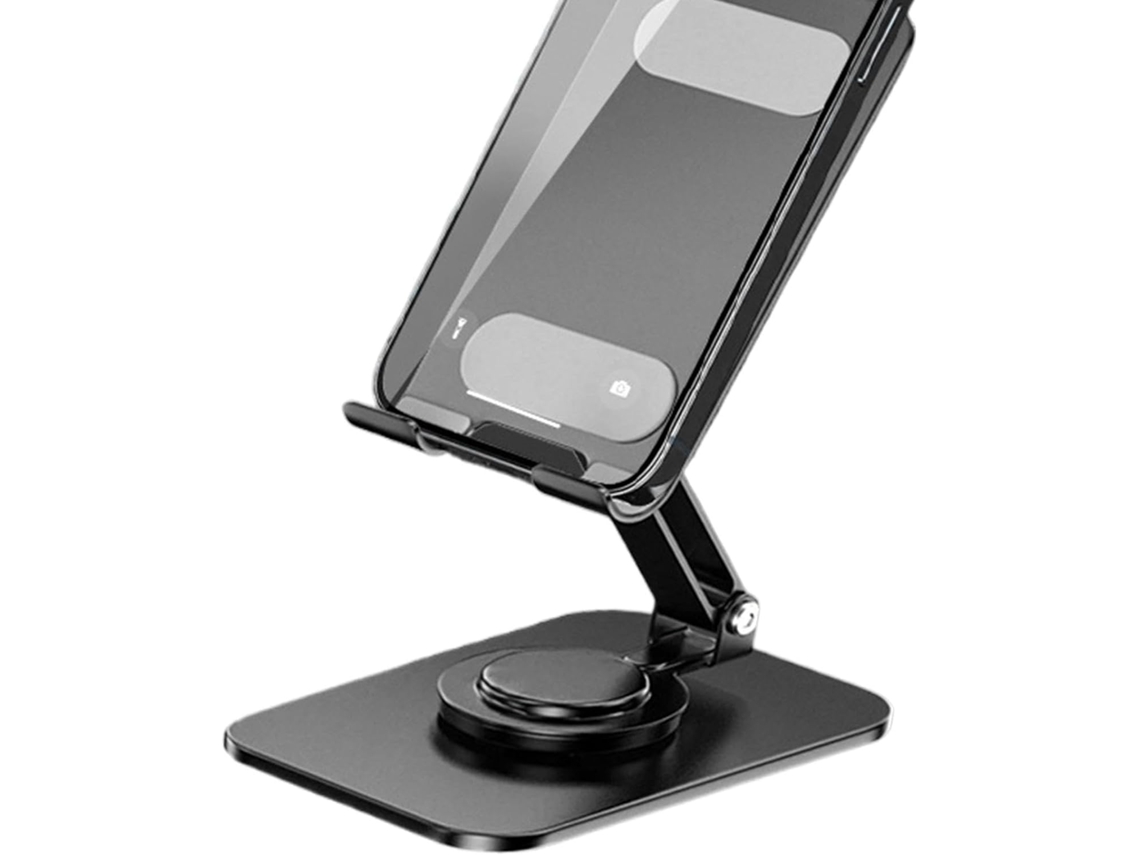 Suporte Genérico Para Smartphone Metal Ajustável Escritório E Home Office Rotação 360° Dobrável Design Telescópico Prata