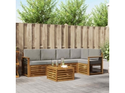 Vidaxl Conjunto De Sofás Para Exterior 6 Unid. Cinza Natural E Claro
