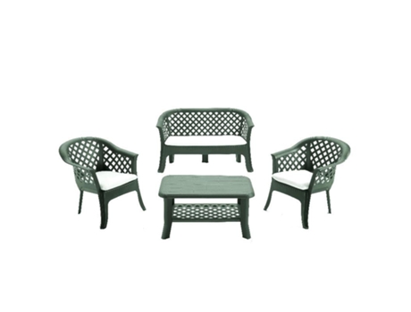 Tresillo veranda verde + cojines conjunto