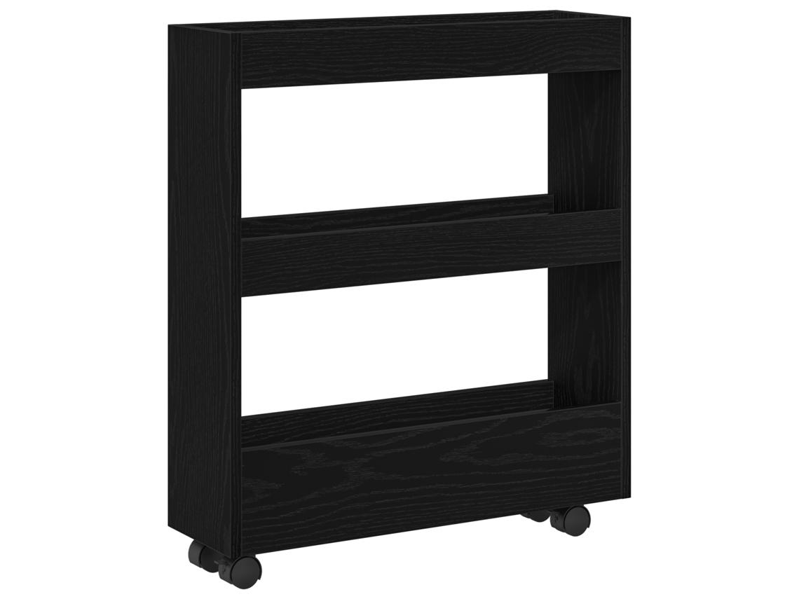 Conjunto 1 Carrinho De Armazenamento Estreito Vidaxl Preto Derivados De Madeira (60 X 18 X 70 Cm)