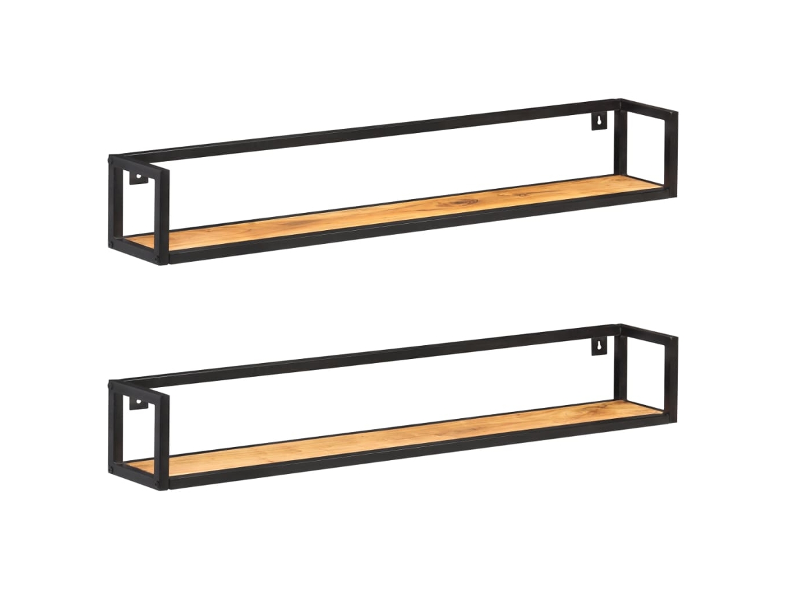 Vidaxl Prateleiras Parede 2 Pcs 120 Cm Madeira De Acácia Maciça