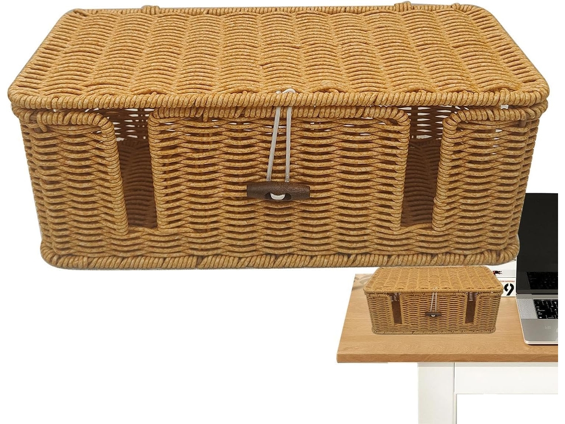 Organizador De Cabos Kordbox Manga De Cabo Grande Tecida À Mão Rattan Sintético 4 Compartiment Vayotoy