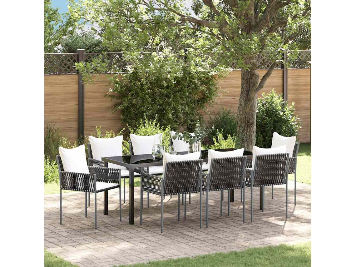 Vidaxl Conjunto De Jantar Para Jardim 9 Unid. Marrom E Preto