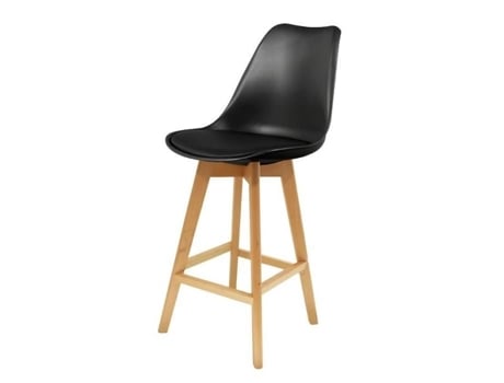 Cadeira Alta AC-DÉCO Pernas de Madeira Maciça Preto 106 Cm