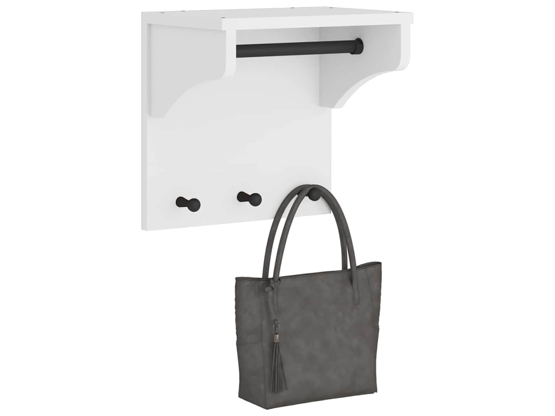 Vidaxl Cabide De Parede Branco 43x30x42 Cm Pinho De Madeira Maciça
