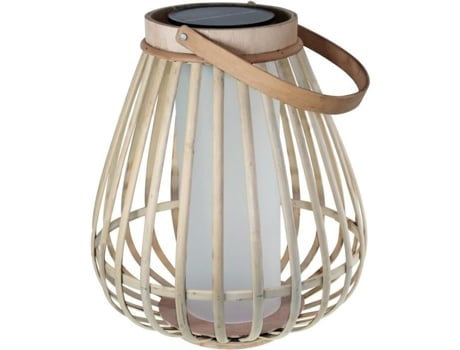 Lâmpada Solar Marta Bege Bambu Natural Iluminação Efeito Chama Carregamento Usb E Solar