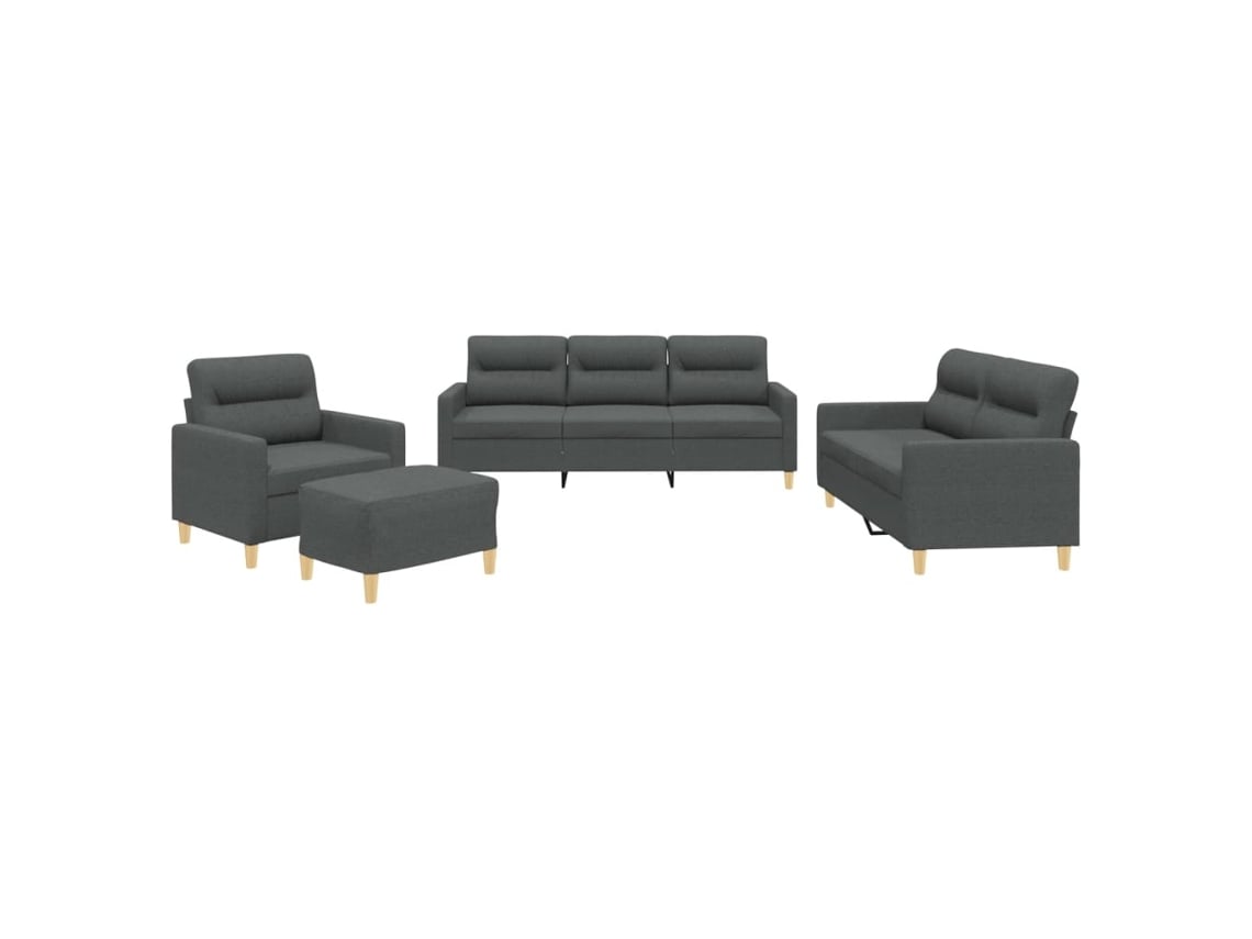 Conjunto De Sofás Vidaxl Cinzeto Tecido (60 X 50 X 41 Cm)