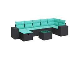 Maison Exclusive - 8 Pcs Conjunto Sofás De Jardim Com Almofadões Vime Pe Preto