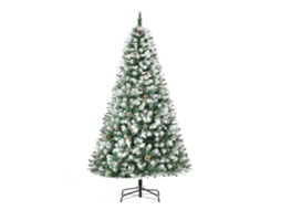 Árvore Natal Artificial 180cm com 800 Galhos e Cones, Neve À Prova Fogo