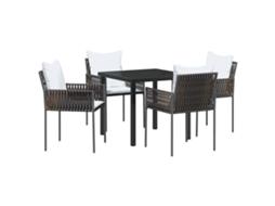 Conjunto 5 Conjunto De Jantar Para Jardim Vidaxl Castanho Vime Pe (80 X 80 X 73 Cm)