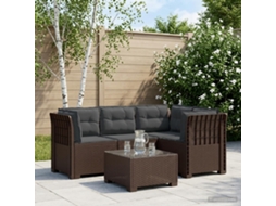 Vidaxl Sofá De Jardim Para 4 Pessoas Com Almofadas Visual Rattan Pp