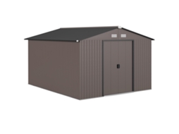 Casinha de Jardim com 2 Portas, 4 Aberturas, Aço, 322x277x192 Cm, Marrom VERIDIA CUOM
