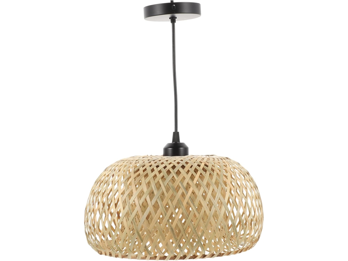 Luminária De Teto Artística Em Bambu Trançado Com Fonte De Luz Inclusa, Altura Ajustável, Ideal Para Sala De Chá.