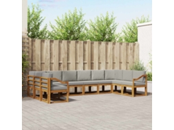 Vidaxl Conjunto De Sofás Para Exterior 10 Pcs Cinza Natural E Claro