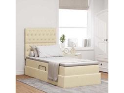 Vidaxl Cama com Arrumação e Colchão Creme 90 X 200 Cm Tecido