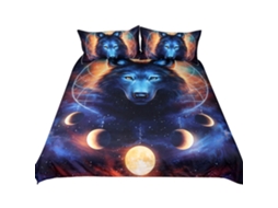 2026 3 Peças/conjunto Fundo Nórdico de Edredón Cubrecolchones Padrão Lua Caçador de Sonhos Estilo Vintage Conjunto de Cama (au Single)