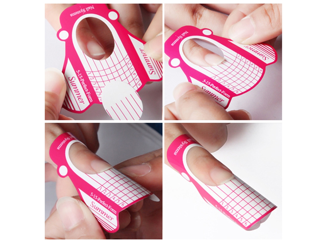 100 Pcs Moldes Para Alongamento De Unhas Com Adesivo Automático - Ferramentas De Beleza Para Unhas Artísticas
