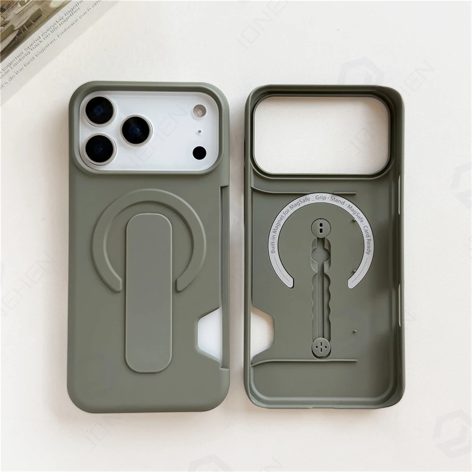 Capa Para Iphone 14 Pro Max (verde), Com Suporte De Anel, Material De Policarbonato Fosco E Compatível Com Magsafe.