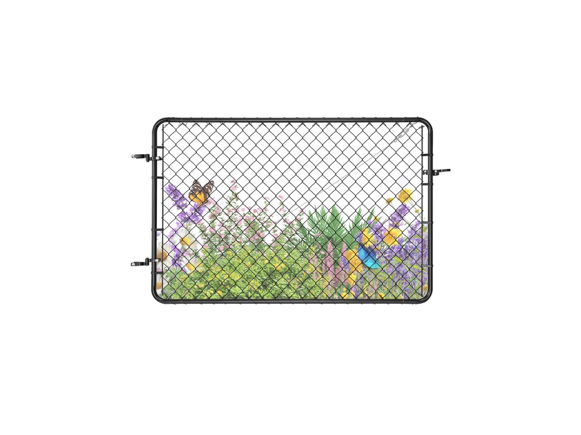 Portão De Jardim 183x122 Cm Em Aço Galvanizado Com Revestimento Em Pvc Preto Tekmaquinas