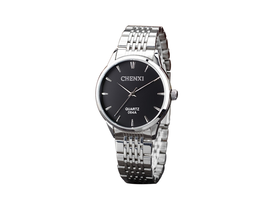 Relógio de Quartzo Masculino de Metal com Pulseira Ajustável Moda Negra