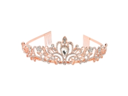 Brilhante Elegante Strass Casamento Princesa Coroa para Halloween Ouro Rosa