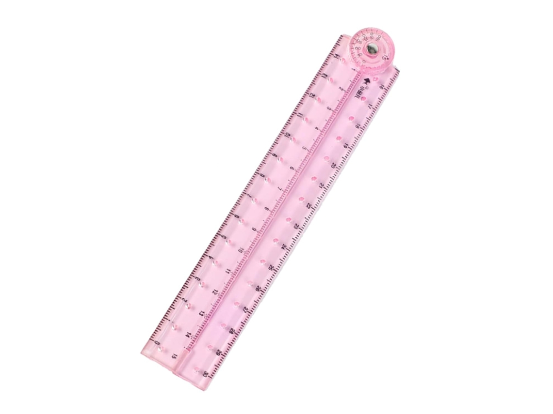 Régua transparente dobrável, régua de desenho, medição de 0 a 30 cm, ferramenta matemática para estudantes e professores.