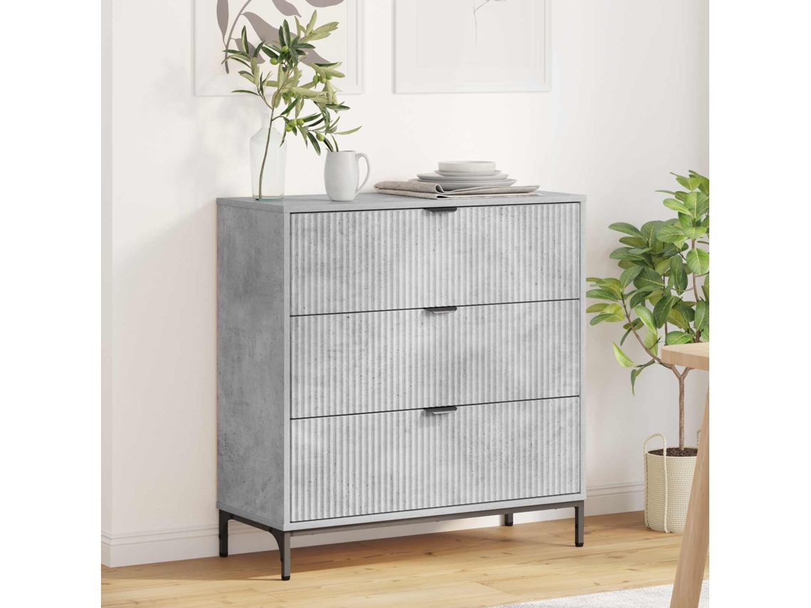 Vidaxl Buffet Com Gaveta Cinzento 79,5 X 33 X 82 Cm Madeira Processada